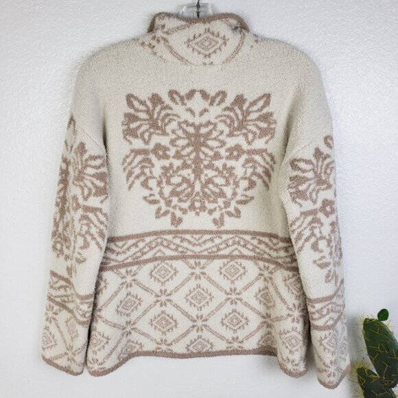 Knox Rose Bohemian Plush Sweatshirt 1/2 Zip Pullover size L Floral Ethnic - Picture 7 of 11